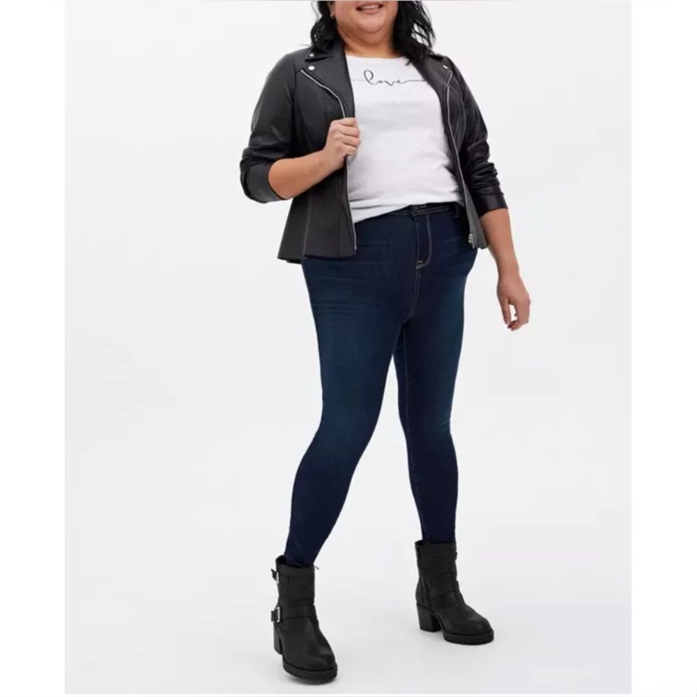 Torrid High Rise Super Chic Skinny Jeans Dark Wash Plus 14 Short Streetwear - Picture 16 of 16